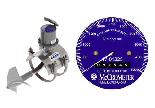 Newly designed dial face on a McPropeller flow meter.