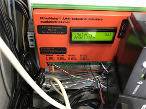 The connected EtherMeter displaying totalization