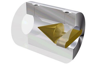 Diagram of a VCone flow meter showing interior mechanisms.